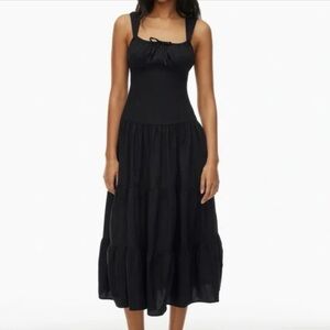 Aritzia Sunday Best Strudel Tiered Maxi Dress in Black - Size Medium